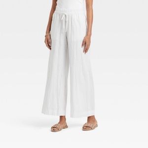 A New Day White Linen Wide Leg Pants
